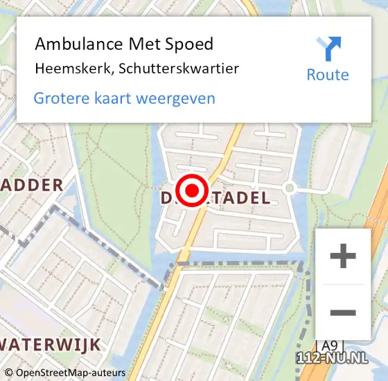 Locatie op kaart van de 112 melding: Ambulance Met Spoed Naar Heemskerk, Schutterskwartier op 17 mei 2024 10:45