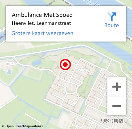 Locatie op kaart van de 112 melding: Ambulance Met Spoed Naar Heenvliet, Leenmanstraat op 17 mei 2024 10:49