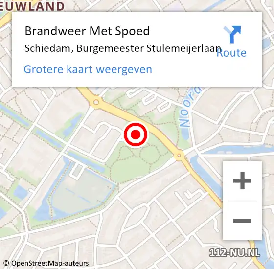 Locatie op kaart van de 112 melding: Brandweer Met Spoed Naar Schiedam, Burgemeester Stulemeijerlaan op 17 mei 2024 10:53