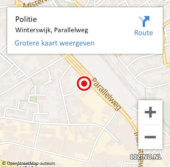Locatie op kaart van de 112 melding: Politie Winterswijk, Parallelweg op 17 mei 2024 10:54