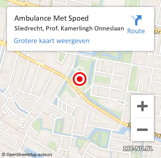 Locatie op kaart van de 112 melding: Ambulance Met Spoed Naar Sliedrecht, Prof. Kamerlingh Onneslaan op 17 mei 2024 10:56