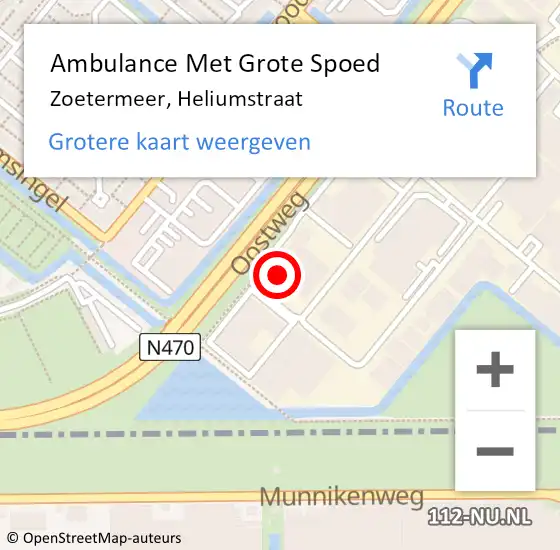 Locatie op kaart van de 112 melding: Ambulance Met Grote Spoed Naar Zoetermeer, Heliumstraat op 17 mei 2024 10:57