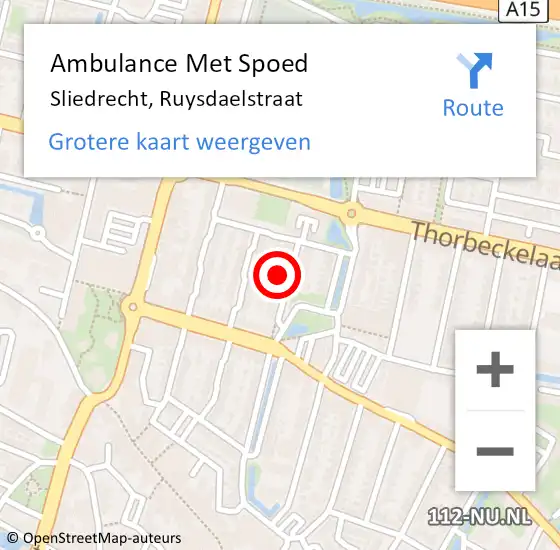 Locatie op kaart van de 112 melding: Ambulance Met Spoed Naar Sliedrecht, Ruysdaelstraat op 17 mei 2024 11:07
