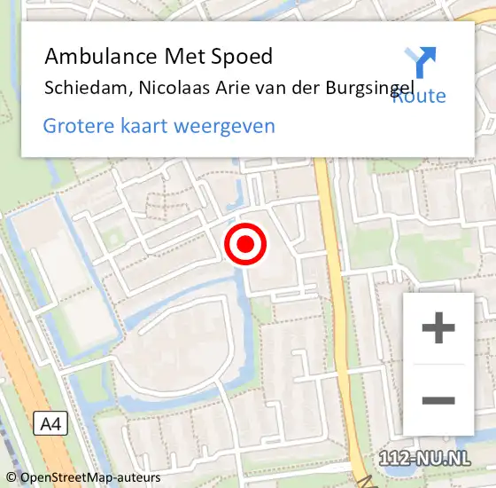 Locatie op kaart van de 112 melding: Ambulance Met Spoed Naar Schiedam, Nicolaas Arie van der Burgsingel op 17 mei 2024 11:14