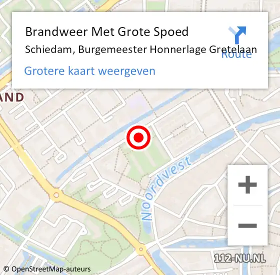 Locatie op kaart van de 112 melding: Brandweer Met Grote Spoed Naar Schiedam, Burgemeester Honnerlage Gretelaan op 17 mei 2024 11:16
