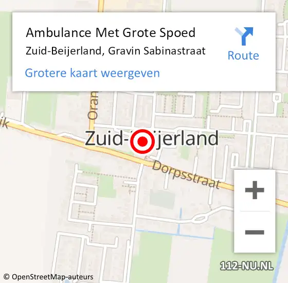 Locatie op kaart van de 112 melding: Ambulance Met Grote Spoed Naar Zuid-Beijerland, Gravin Sabinastraat op 17 mei 2024 11:16