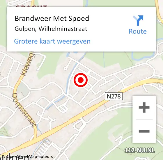 Locatie op kaart van de 112 melding: Brandweer Met Spoed Naar Gulpen, Wilhelminastraat op 17 mei 2024 11:17