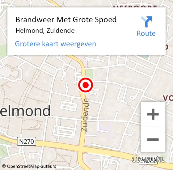 Locatie op kaart van de 112 melding: Brandweer Met Grote Spoed Naar Helmond, Zuidende op 17 mei 2024 11:17