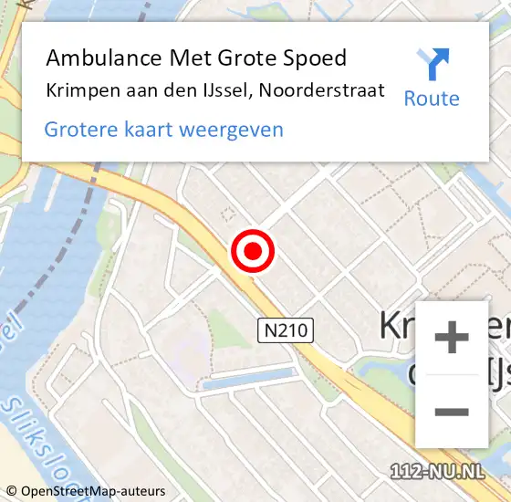 Locatie op kaart van de 112 melding: Ambulance Met Grote Spoed Naar Krimpen aan den IJssel, Noorderstraat op 17 mei 2024 11:20
