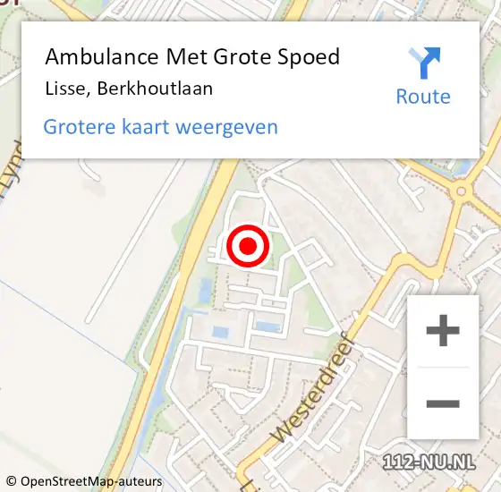 Locatie op kaart van de 112 melding: Ambulance Met Grote Spoed Naar Lisse, Berkhoutlaan op 17 mei 2024 11:23