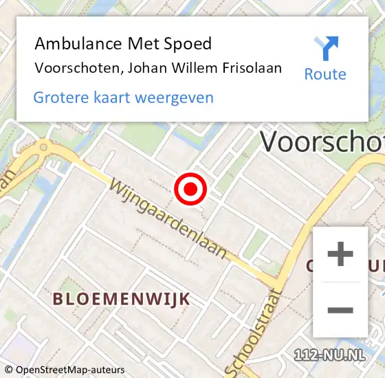 Locatie op kaart van de 112 melding: Ambulance Met Spoed Naar Voorschoten, Johan Willem Frisolaan op 17 mei 2024 11:24