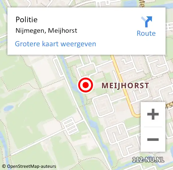 Locatie op kaart van de 112 melding: Politie Nijmegen, Meijhorst op 17 mei 2024 11:25