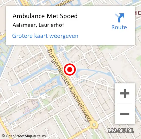 Locatie op kaart van de 112 melding: Ambulance Met Spoed Naar Aalsmeer, Laurierhof op 17 mei 2024 11:30