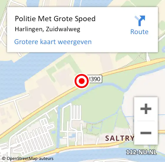Locatie op kaart van de 112 melding: Politie Met Grote Spoed Naar Harlingen, Zuidwalweg op 17 mei 2024 11:30