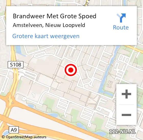 Locatie op kaart van de 112 melding: Brandweer Met Grote Spoed Naar Amstelveen, Nieuw Loopveld op 17 mei 2024 11:36