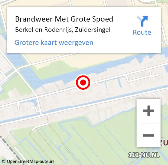 Locatie op kaart van de 112 melding: Brandweer Met Grote Spoed Naar Berkel en Rodenrijs, Zuidersingel op 17 mei 2024 11:36