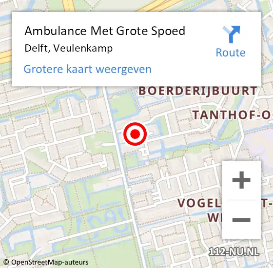 Locatie op kaart van de 112 melding: Ambulance Met Grote Spoed Naar Delft, Veulenkamp op 17 mei 2024 11:44