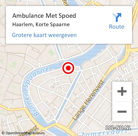 Locatie op kaart van de 112 melding: Ambulance Met Spoed Naar Haarlem, Korte Spaarne op 17 mei 2024 11:48