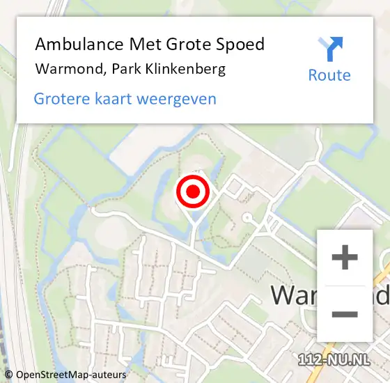 Locatie op kaart van de 112 melding: Ambulance Met Grote Spoed Naar Warmond, Park Klinkenberg op 17 mei 2024 11:56