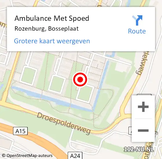 Locatie op kaart van de 112 melding: Ambulance Met Spoed Naar Rozenburg, Bosseplaat op 17 mei 2024 12:01