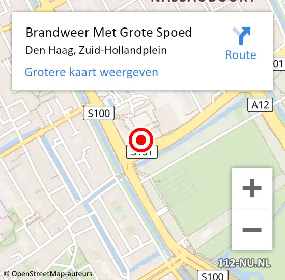 Locatie op kaart van de 112 melding: Brandweer Met Grote Spoed Naar Den Haag, Zuid-Hollandplein op 17 mei 2024 12:02