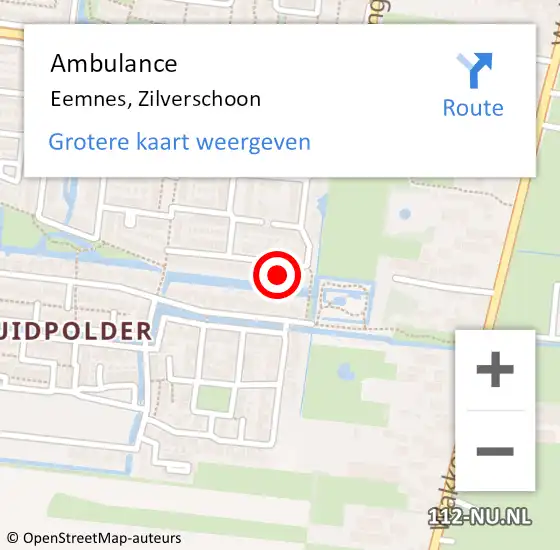 Locatie op kaart van de 112 melding: Ambulance Eemnes, Zilverschoon op 6 oktober 2014 10:17