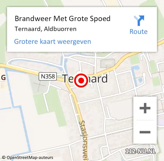 Locatie op kaart van de 112 melding: Brandweer Met Grote Spoed Naar Ternaard, Aldbuorren op 17 mei 2024 12:17