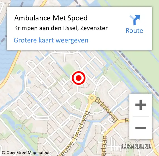 Locatie op kaart van de 112 melding: Ambulance Met Spoed Naar Krimpen aan den IJssel, Zevenster op 17 mei 2024 12:30