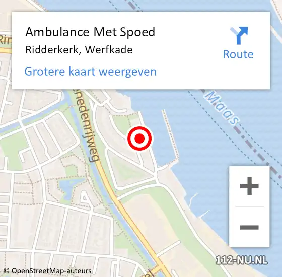 Locatie op kaart van de 112 melding: Ambulance Met Spoed Naar Ridderkerk, Werfkade op 17 mei 2024 12:46