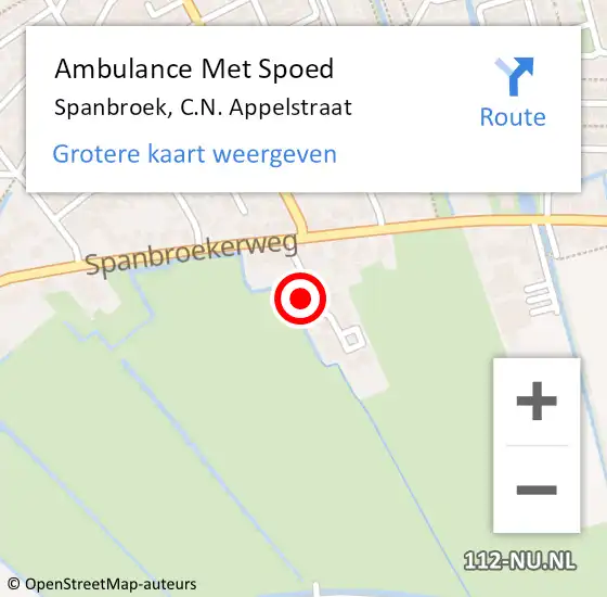 Locatie op kaart van de 112 melding: Ambulance Met Spoed Naar Spanbroek, C.N. Appelstraat op 17 mei 2024 12:50