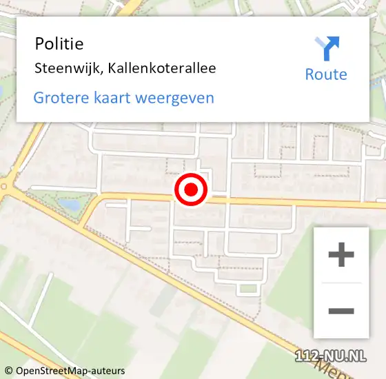 Locatie op kaart van de 112 melding: Politie Steenwijk, Kallenkoterallee op 17 mei 2024 12:52