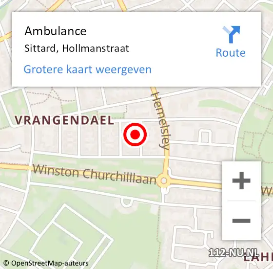 Locatie op kaart van de 112 melding: Ambulance Sittard, Hollmanstraat op 6 oktober 2014 10:21