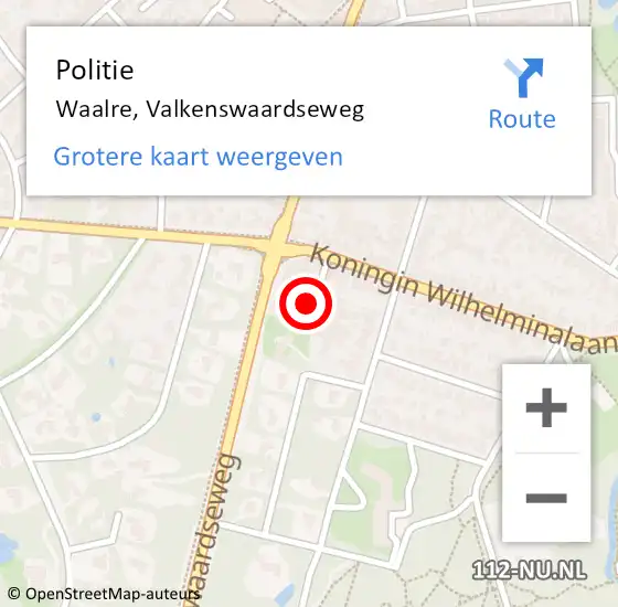 Locatie op kaart van de 112 melding: Politie Waalre, Valkenswaardseweg op 17 mei 2024 12:53