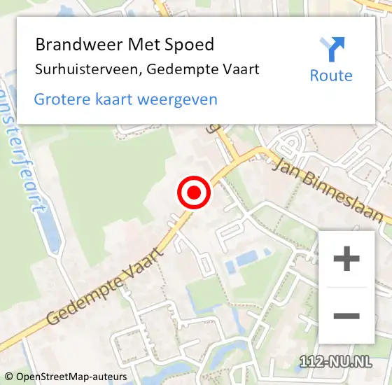 Locatie op kaart van de 112 melding: Brandweer Met Spoed Naar Surhuisterveen, Gedempte Vaart op 17 mei 2024 12:59