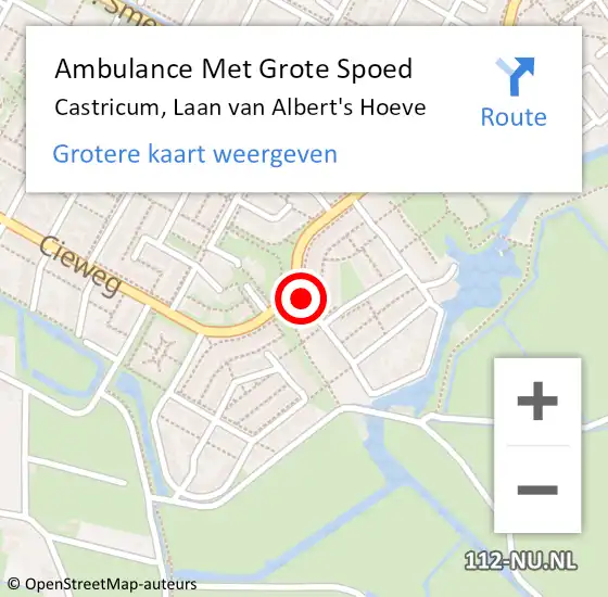 Locatie op kaart van de 112 melding: Ambulance Met Grote Spoed Naar Castricum, Laan van Albert's Hoeve op 17 mei 2024 13:03