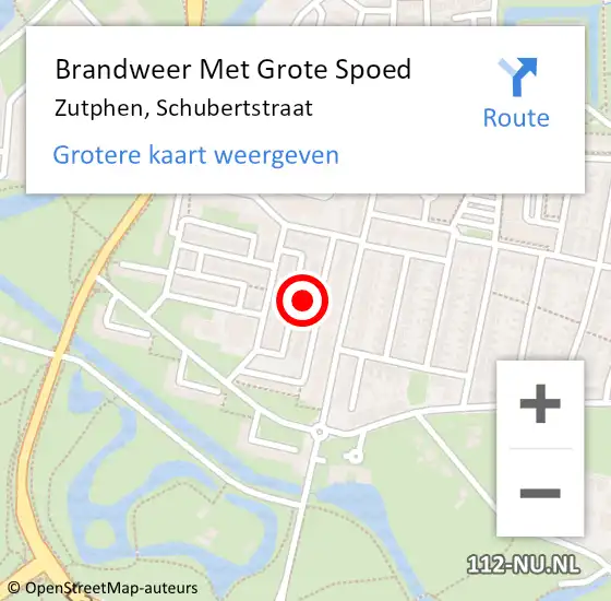 Locatie op kaart van de 112 melding: Brandweer Met Grote Spoed Naar Zutphen, Schubertstraat op 17 mei 2024 13:08
