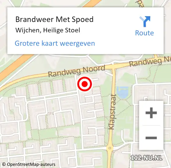 Locatie op kaart van de 112 melding: Brandweer Met Spoed Naar Wijchen, Heilige Stoel op 17 mei 2024 13:09