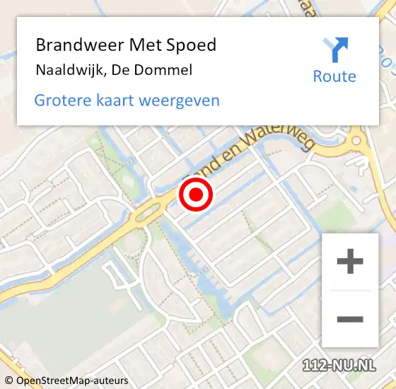 Locatie op kaart van de 112 melding: Brandweer Met Spoed Naar Naaldwijk, De Dommel op 17 mei 2024 13:14