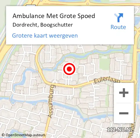 Locatie op kaart van de 112 melding: Ambulance Met Grote Spoed Naar Dordrecht, Boogschutter op 17 mei 2024 13:15