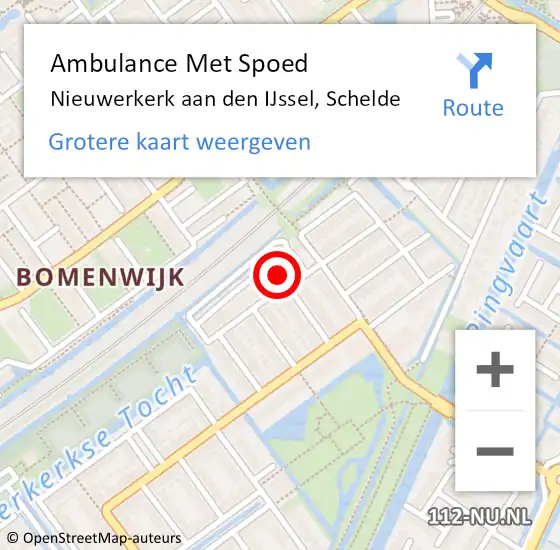 Locatie op kaart van de 112 melding: Ambulance Met Spoed Naar Nieuwerkerk aan den IJssel, Schelde op 17 mei 2024 13:22