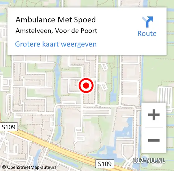 Locatie op kaart van de 112 melding: Ambulance Met Spoed Naar Amstelveen, Voor de Poort op 17 mei 2024 13:26