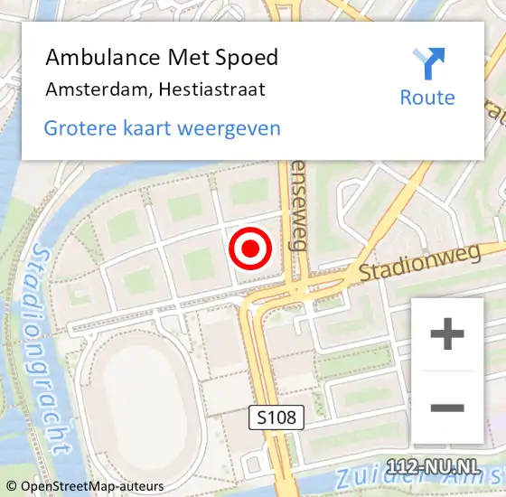 Locatie op kaart van de 112 melding: Ambulance Met Spoed Naar Amsterdam, Hestiastraat op 17 mei 2024 13:34