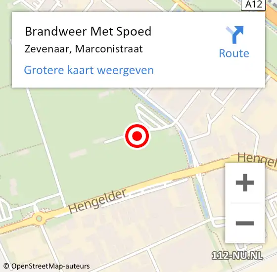 Locatie op kaart van de 112 melding: Brandweer Met Spoed Naar Zevenaar, Marconistraat op 17 mei 2024 13:35