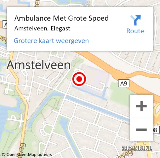 Locatie op kaart van de 112 melding: Ambulance Met Grote Spoed Naar Amstelveen, Elegast op 17 mei 2024 13:38