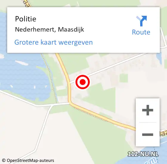 Locatie op kaart van de 112 melding: Politie Nederhemert, Maasdijk op 17 mei 2024 13:48