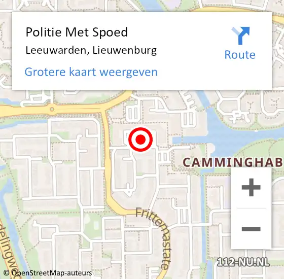 Locatie op kaart van de 112 melding: Politie Met Spoed Naar Leeuwarden, Lieuwenburg op 17 mei 2024 13:50