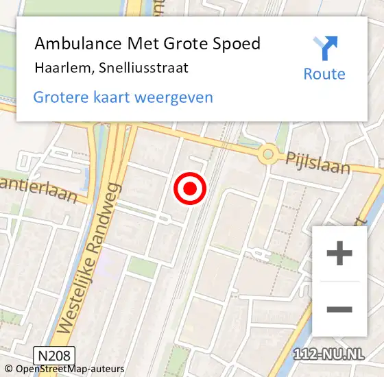 Locatie op kaart van de 112 melding: Ambulance Met Grote Spoed Naar Haarlem, Snelliusstraat op 17 mei 2024 13:52