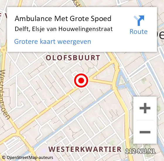 Locatie op kaart van de 112 melding: Ambulance Met Grote Spoed Naar Delft, Elsje van Houwelingenstraat op 17 mei 2024 14:04