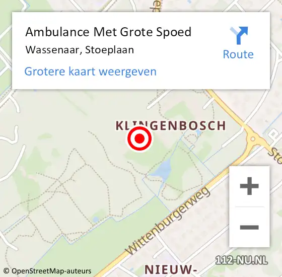 Locatie op kaart van de 112 melding: Ambulance Met Grote Spoed Naar Wassenaar, Stoeplaan op 17 mei 2024 14:06