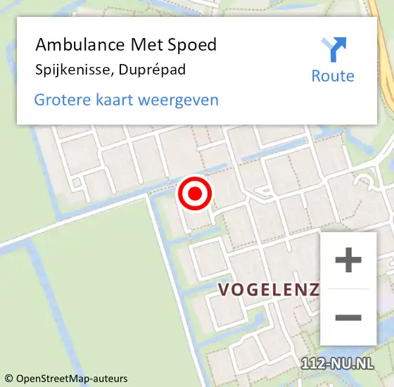 Locatie op kaart van de 112 melding: Ambulance Met Spoed Naar Spijkenisse, Duprépad op 17 mei 2024 14:19